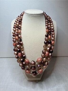 Vintage Hong Kong Glass & Lucite Beaded Necklace